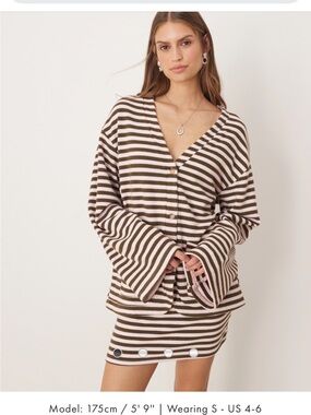 ASOS DESIGN Striped Knit Cardigan - Pink & Brown